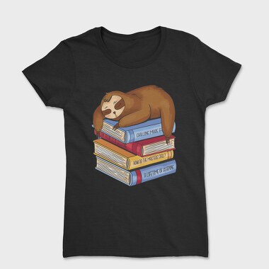 Librarian Sloth Sleeping Books, Tricou Femei